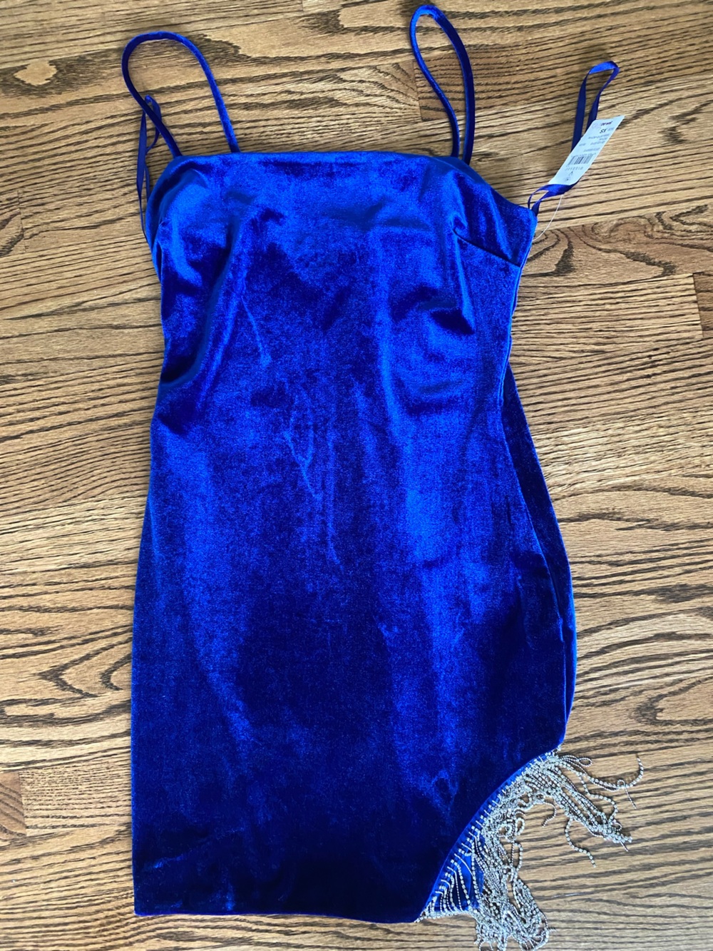 Windsor Royal Blue Velvet Mini Dress with Fringe